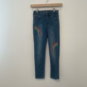 Cat & Jack Girls Blue Jeans with Rainbow Embroidery